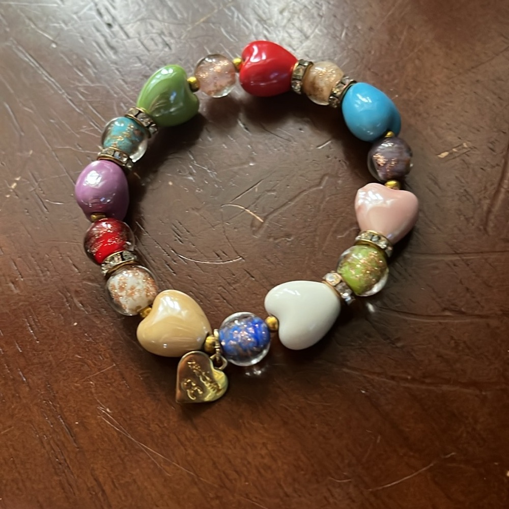 Zecchin bracelet glass beads hearts charms Elegant Multicolor Beaded Bracelet‎ - Picture 3 of 7